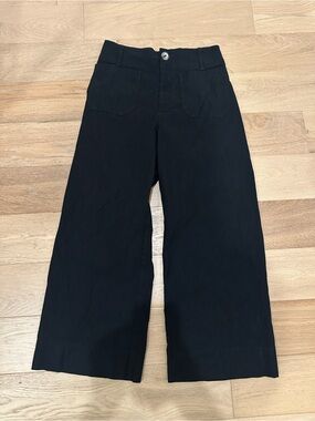Anthropologie Colette Linen Blend Pants Crop Wide Leg Maeve Women's Black Sz 27